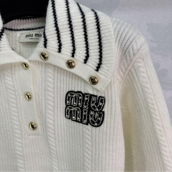 Miu Miu Ivory Cable Knit Sweater - Picture 2 of 8